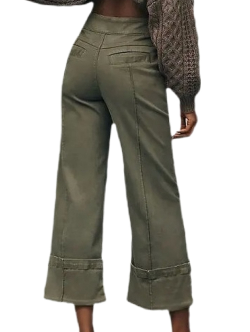 Anthropologie Pilcro olive green high rise wide leg cuffed crop pants 29 - Picture 2 of 13